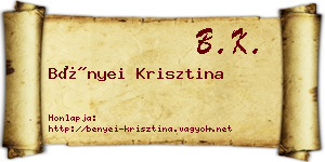 Bényei Krisztina névjegykártya